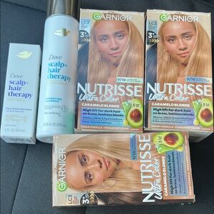 Garnier Nutrisse Ultra Color Caramel Blonde Set with Dove Hair Therapy